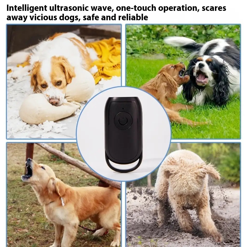 Mini Ultrasonic Dog Dispeller Tag Artifact for effective dog training and deterrence.