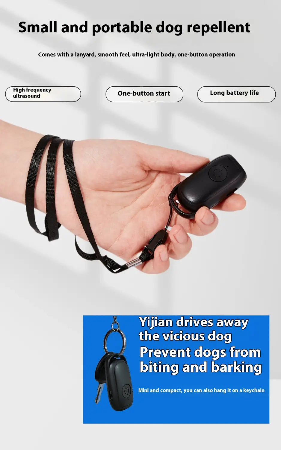 Mini Ultrasonic Dog Dispeller Tag Artifact for effective training and dog repellent.