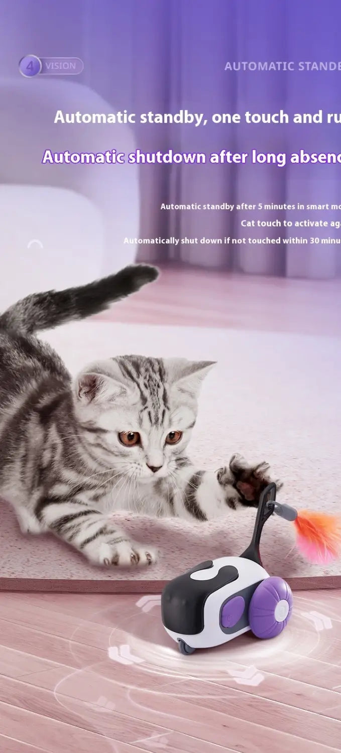 Interactive feather cat toy for Smart Funny Cat Remote Control Car Electric Toy.