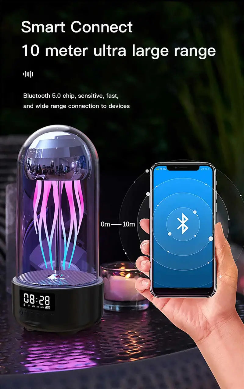 Colorful Jellyfish Lamp With Clock and Luminous Portable Stereo