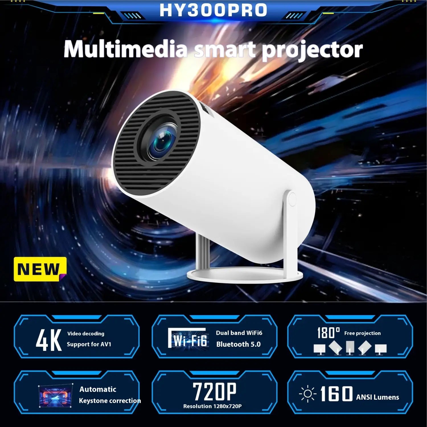 HY300 Pro Projector for Home Theater Entertainment Portable Solutions