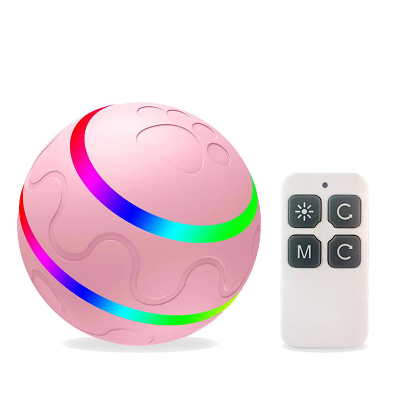 Pink Intelligent USB Cat Wicked Ball Toy with remote for interactive playtime.