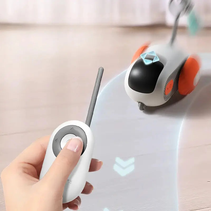 Remote-controlled robotic cat toy for Interactive Cat Car, USB charging feature included.