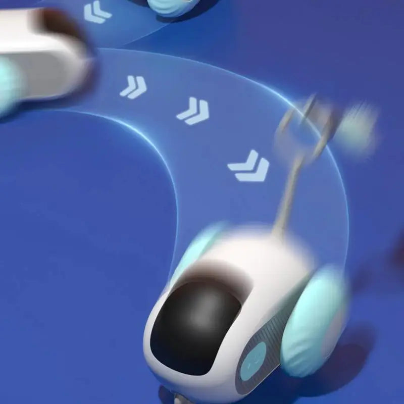 Futuristic white toy car for the Interactive Cat Car Toy USB Charging with Remote Control Feature