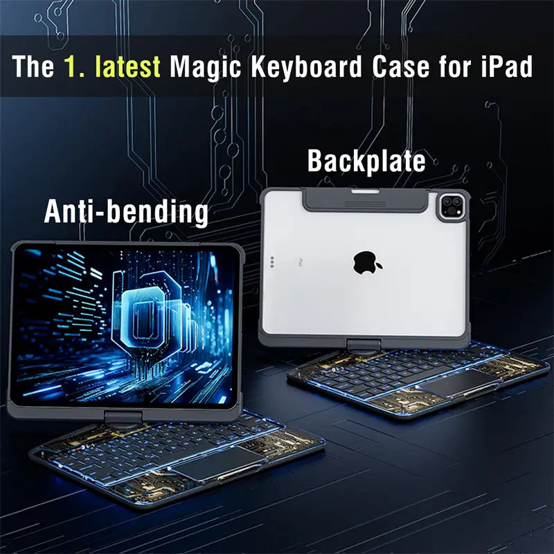 360 Swivel Keyboard Clear Case For IPad Smart Trackpad Bluetooth