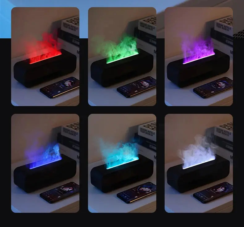 Color-changing Flame Dynamic Aroma Diffuser with Remote Control in a stylish setting