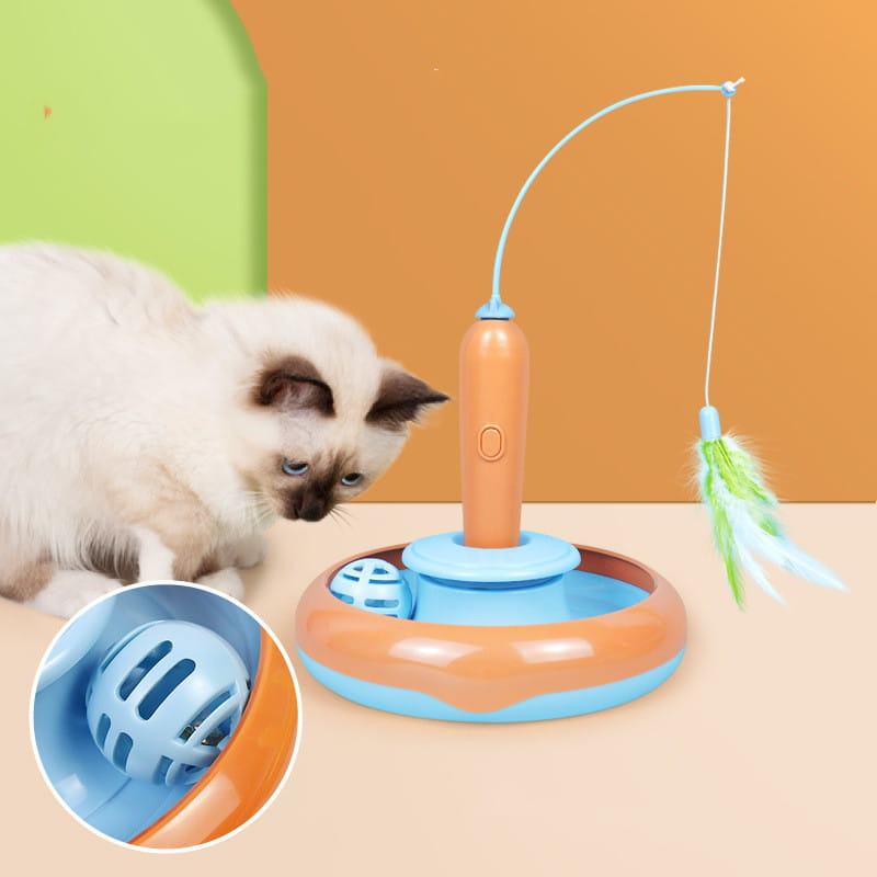 Self-Play Cat Turntable with Feather for Engaging Pet Playtime