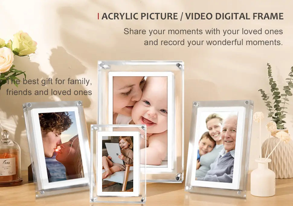 Acrylic Digital Picture Frame with Video Player Vertical Display