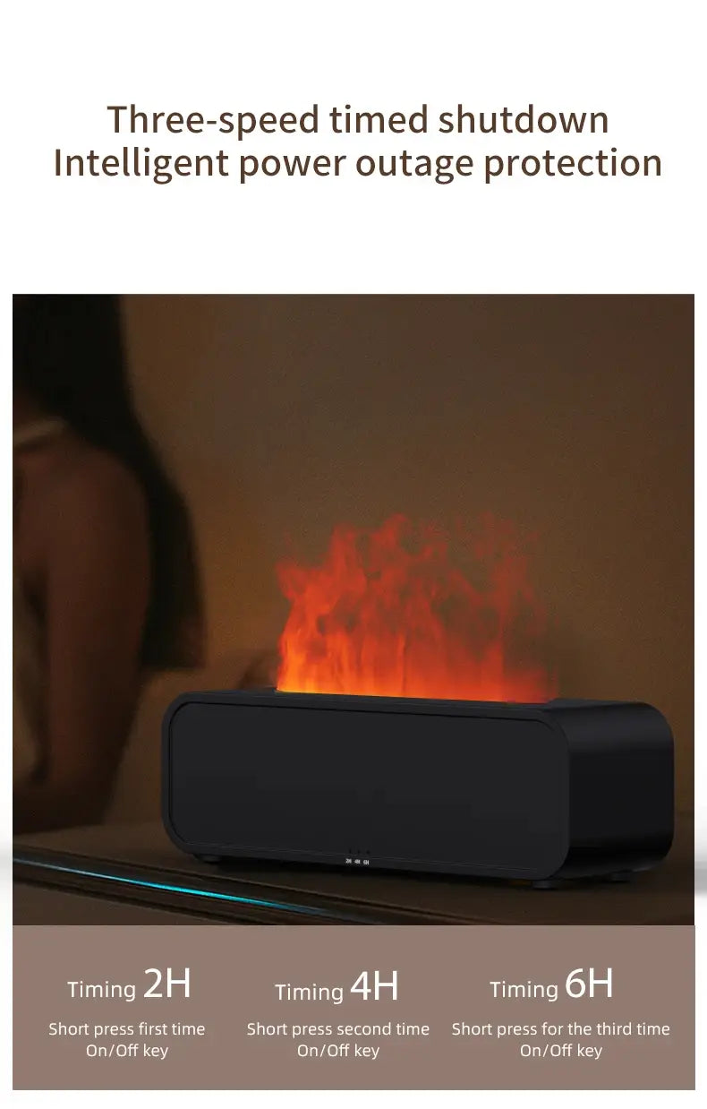 Black flame effect speaker of the Flame Dynamic Aroma Diffuser with Remote Control.