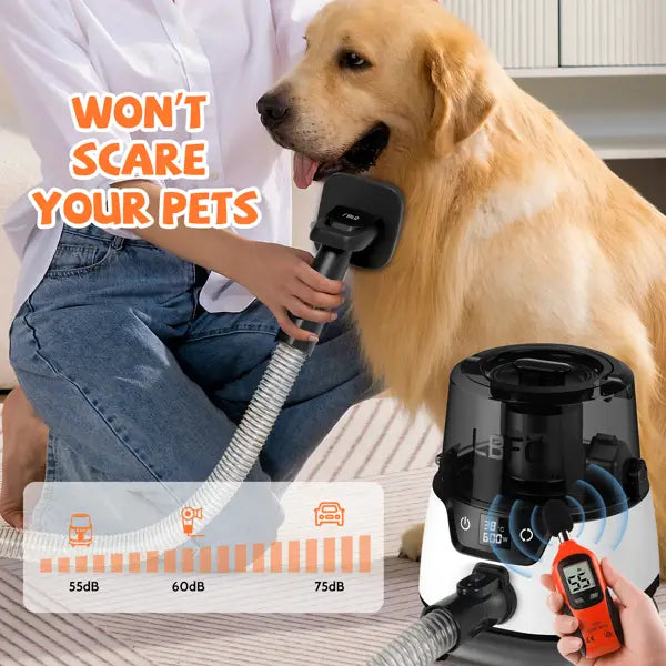 Pet grooming vacuum from the 6-in-1 Dog Beauty Set for efficient dog grooming.