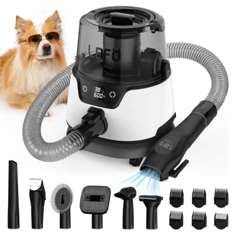 Pet grooming vacuum with attachments from 6-in-1 Dog Beauty Set for dog grooming needs