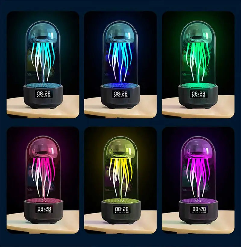 Colorful Jellyfish Lamp With Clock and Luminous Portable Stereo