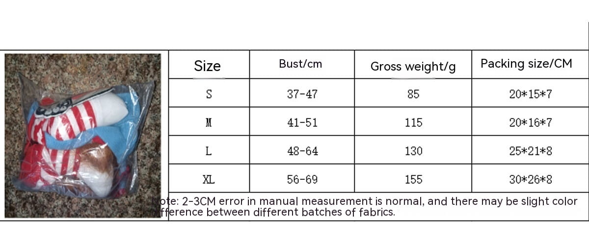 Size chart for Adjustable Halloween Pet Costume for Dogs Funny Clothes and Dog Cosplay