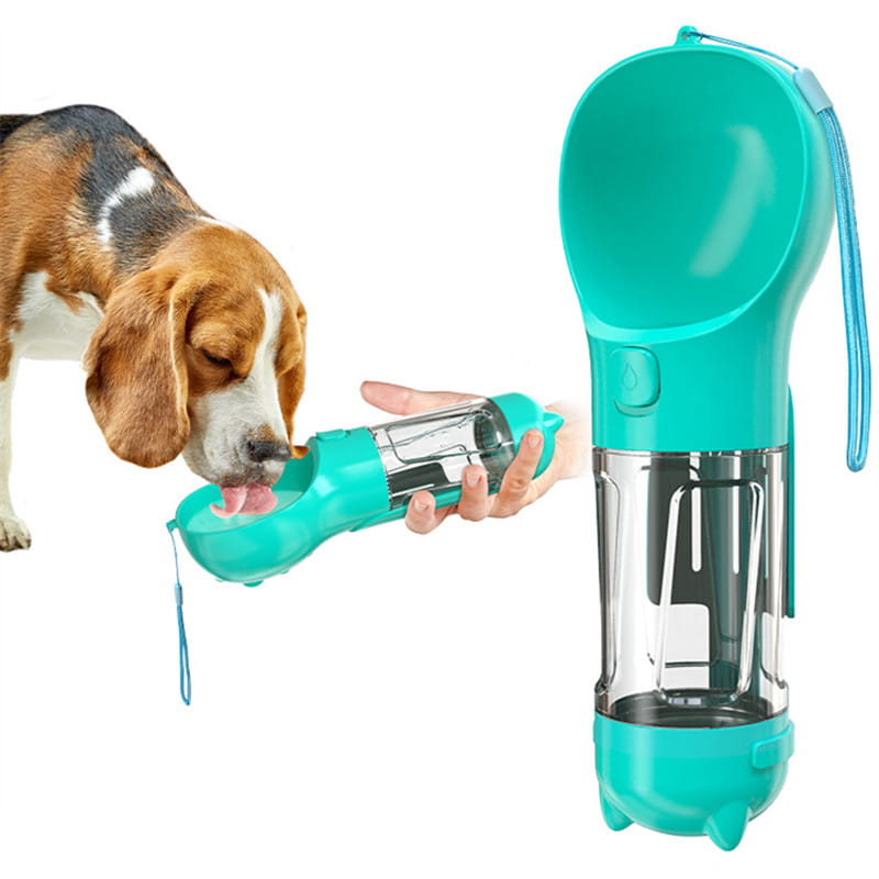 Portable 3 in 1 Pet Water Bottle Feeder Bowl with Garbage Bag Storage for dogs