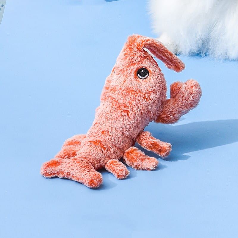 Fuzzy pink Electric Jumping Shrimp USB Charging Simulation Lobster Plush Toy