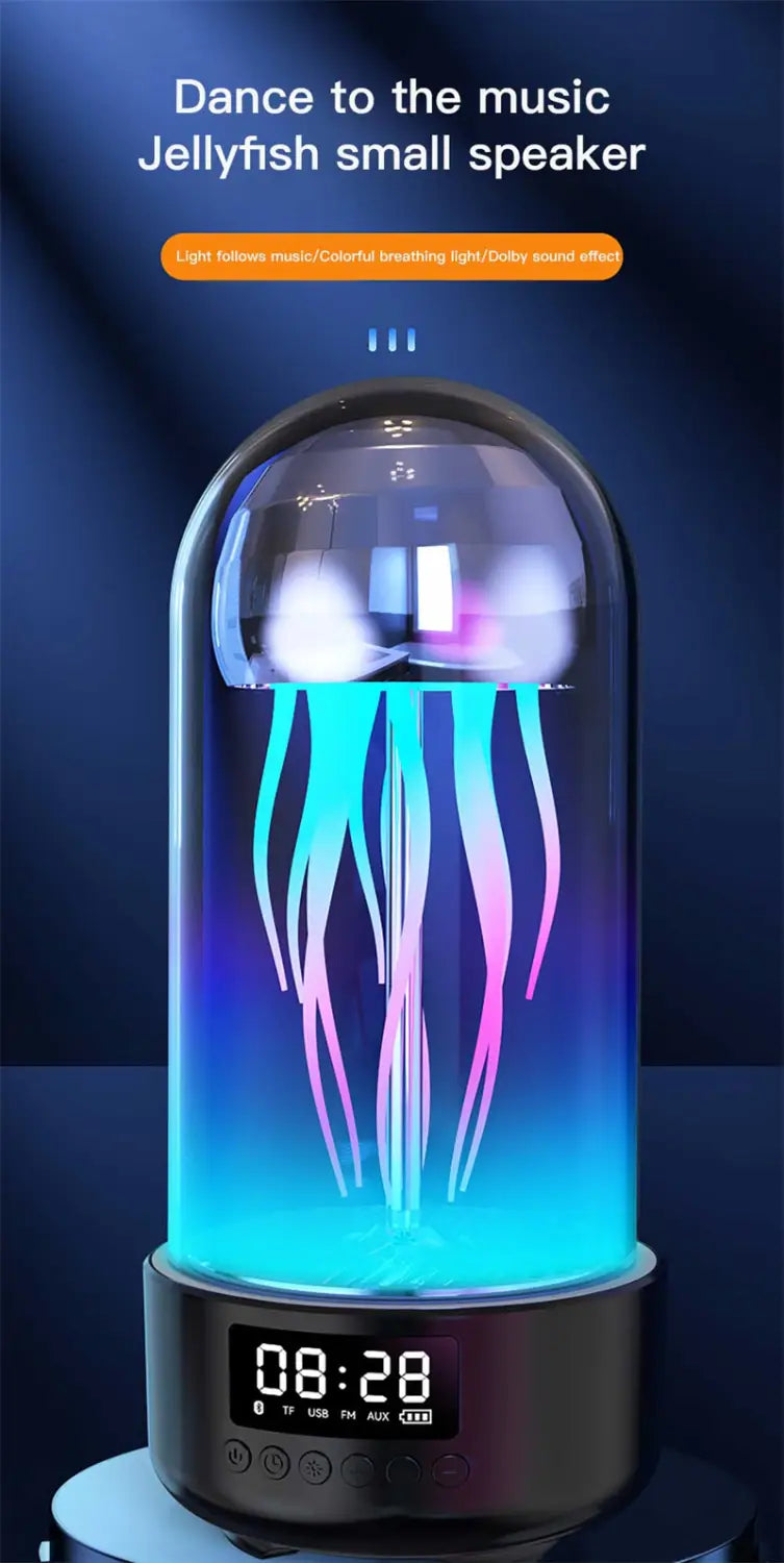 Colorful Jellyfish Lamp With Clock and Luminous Portable Stereo