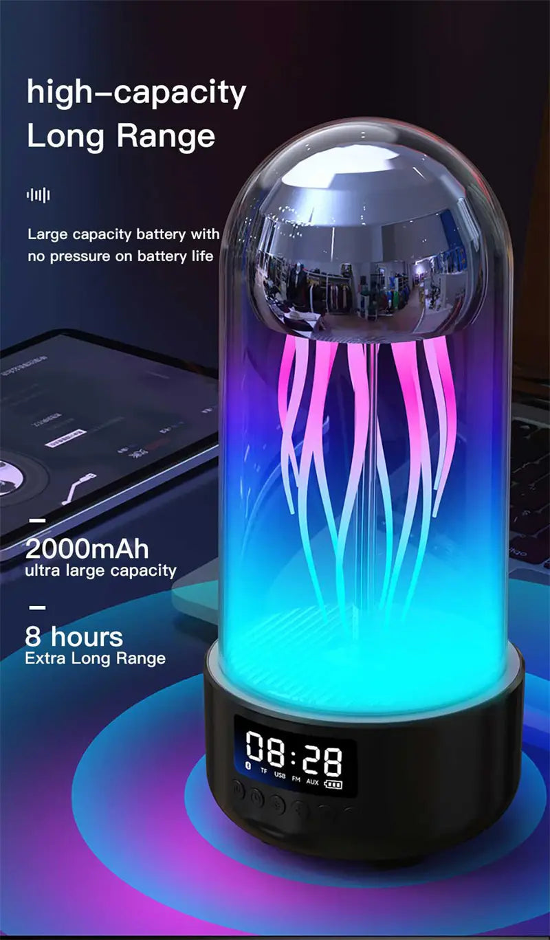 Colorful Jellyfish Lamp With Clock and Luminous Portable Stereo