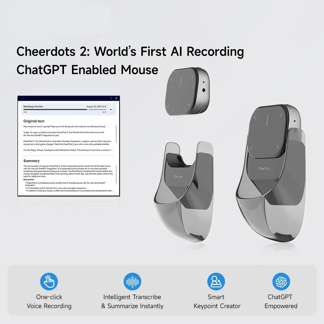 AI-powered Smart Split Air Mouse with wireless charging and ChatGPT integration.