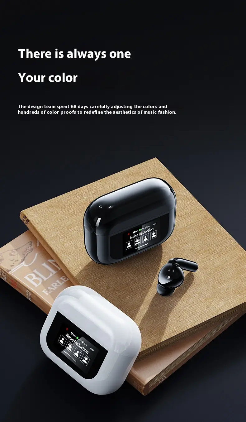 Wireless earbuds with charging cases for Bluetooth Headset Touch Screen and Intelligent Noise Reduction