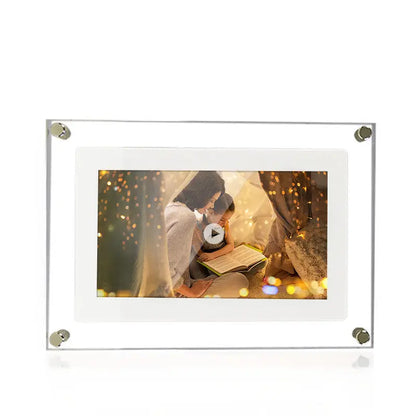 Acrylic Digital Picture Frame with Video Player Vertical Display - White / 10.1inches / USB - 369