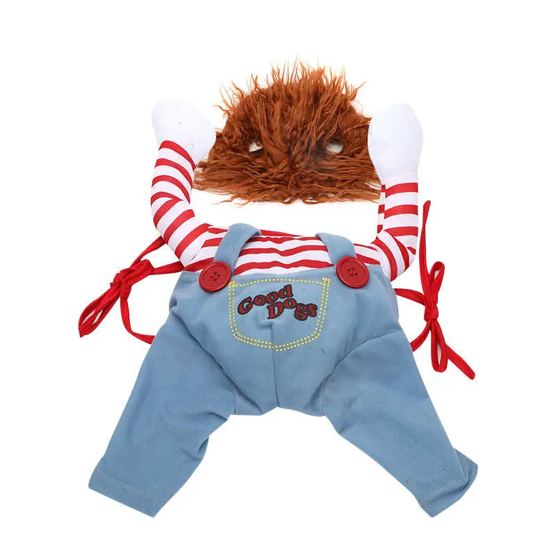 Adjustable Halloween Pet Costume for Dogs featuring Dog Chucky design in funny clothes