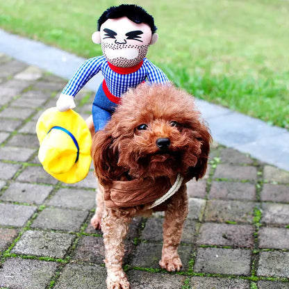 Toy Poodle in cowboy costume showcasing adjustable Halloween pet costume for dogs