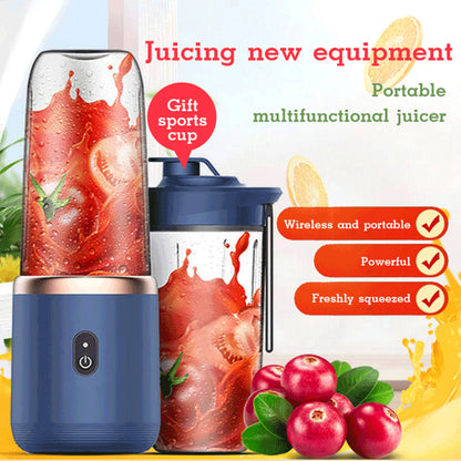 Portable Blender Mini Juicer Cup Extractor Smoothie USB Charging Fruit Squeezer Blender 6blade