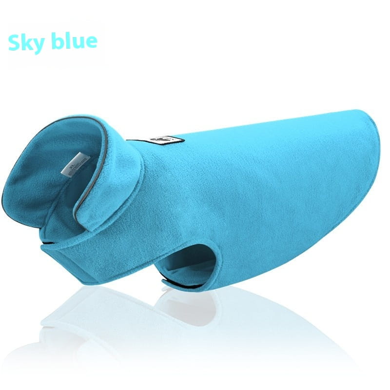 Sky blue dog coat from Thickened Warm Pet Polar Fleece Vest for winter dog clothes.