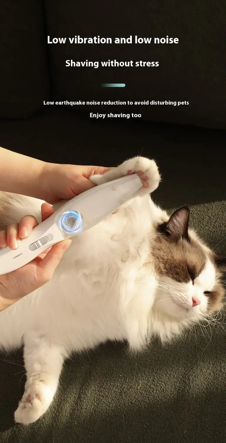 Cat grooming device from Pet Shaver with Vacuum Cleaner Bass Noise for easy grooming.