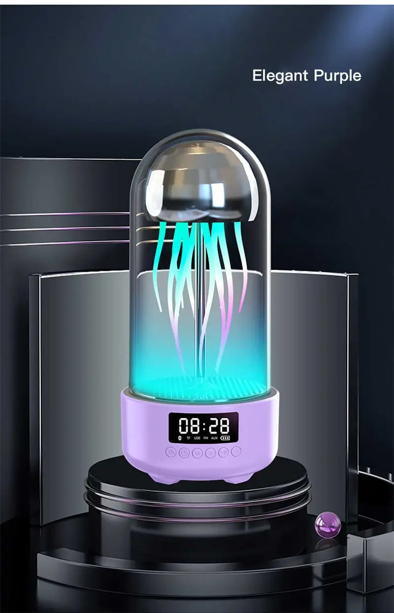 Colorful Jellyfish Lamp With Clock and Luminous Portable Stereo