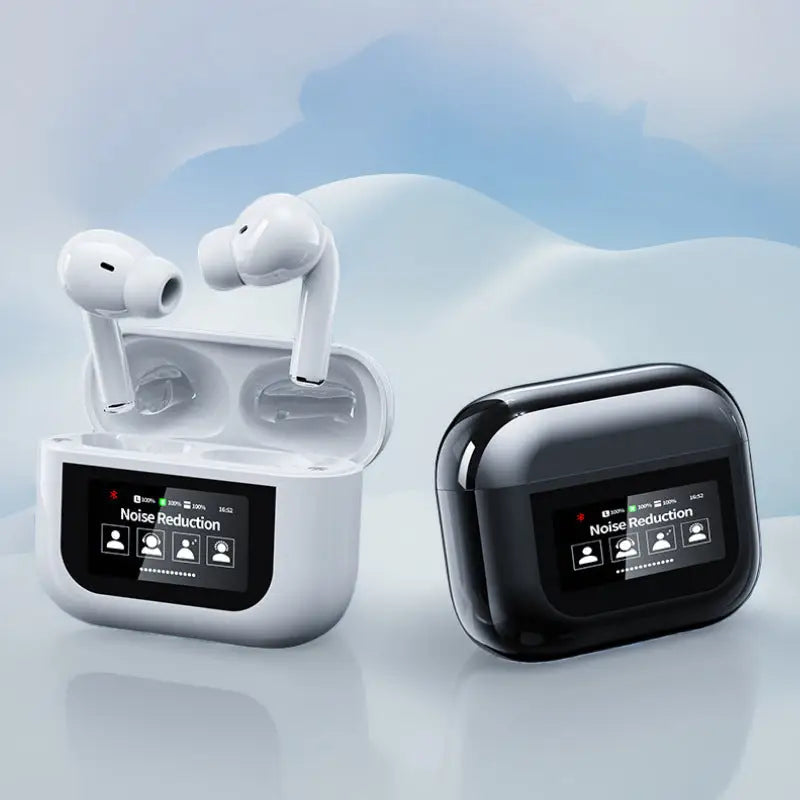 Wireless earbuds with charging cases for Bluetooth Headset Touch Screen with Intelligent Noise Reduction