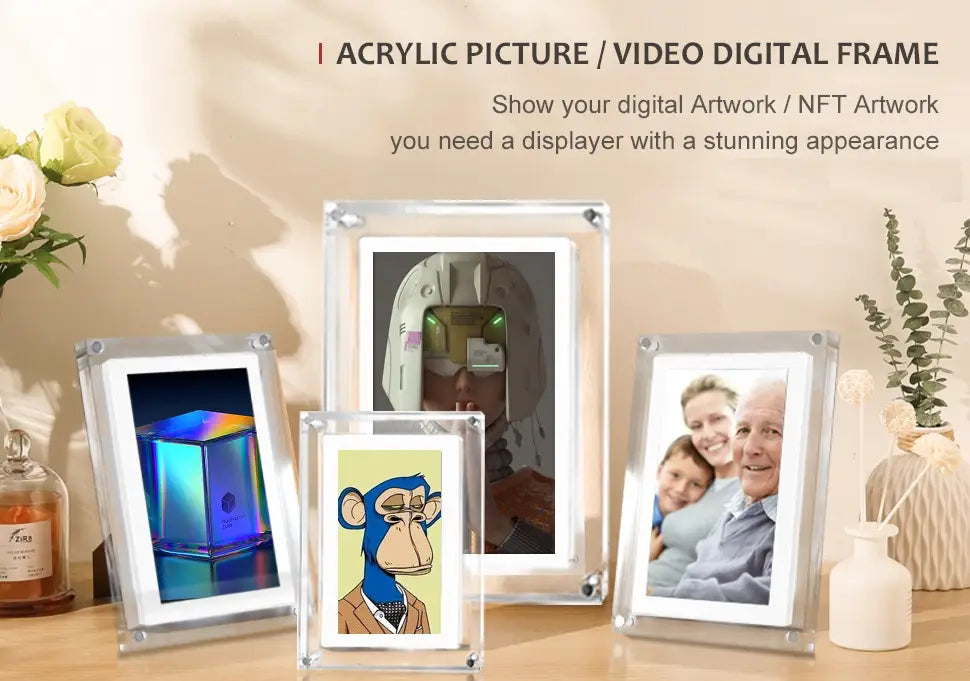 Acrylic Digital Picture Frame with Video Player Vertical Display