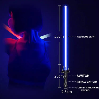 Toy Laser Sword Red And Blue Double Sword Retractable 2 In 1 Cosplay Glowing Weapon