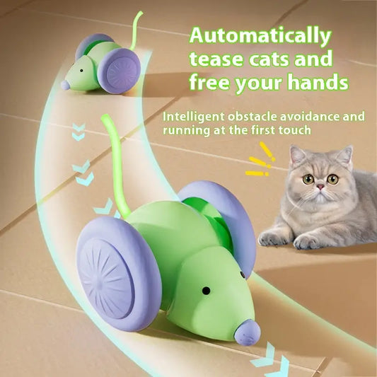 Toy mouse with wheels for Cat Running Car Stuffy Electric Toy for Pet Relaxation