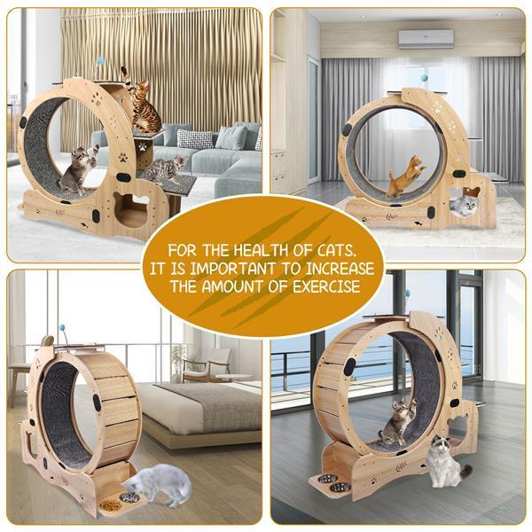 Cat Wheel 6-in-1 Cat Sports Wheel Upgraded Indoor Cat Wheel Sports Device - Wood - 369