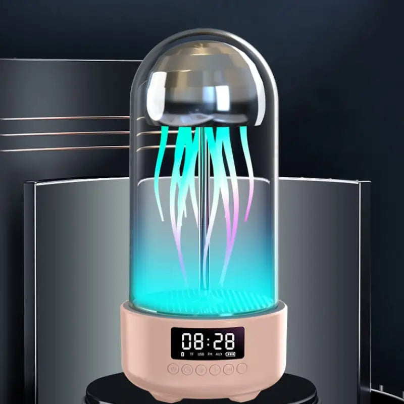 Colorful Jellyfish Lamp With Clock and Luminous Portable Stereo - Pink - Jellyfish