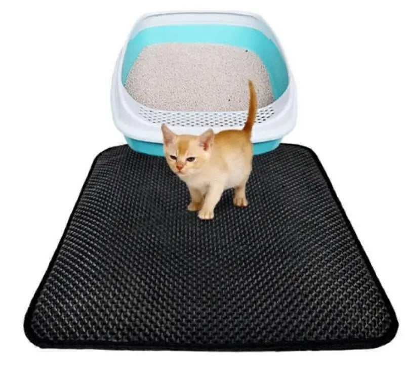 Double Layer Litter Cat Bed Pads and Mat for Easy Cleanup - 46x60cm / Foldable black - 369