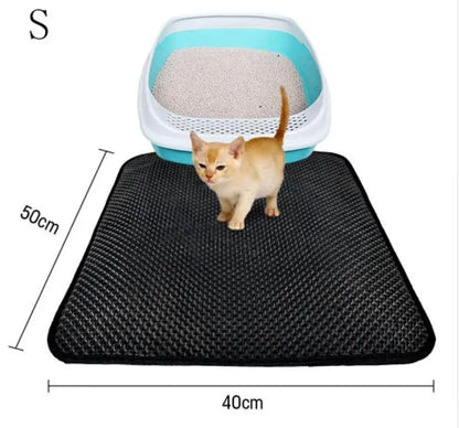 Double Layer Litter Cat Bed Pads and Mat for Easy Cleanup - S / Black - 369