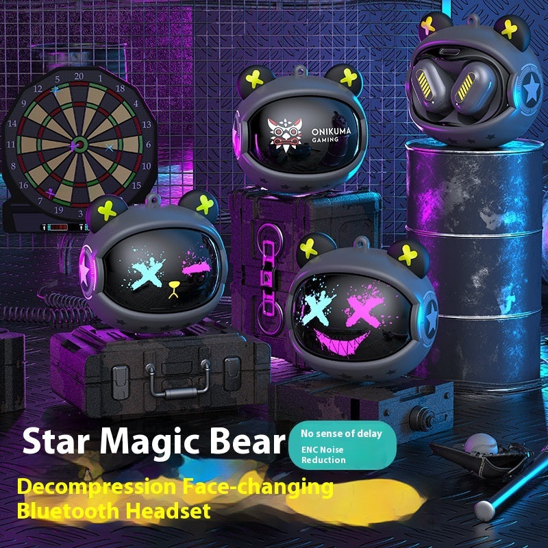 Star Magic Bear Bluetooth Headset Wireless In-ear Decompression Gaming Headset For E-sports