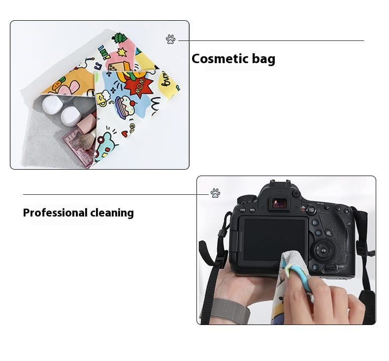 Camera cleaning and cosmetic kit in Cartoon Printed Cat Cloth Cosmetic Bag for pet lovers