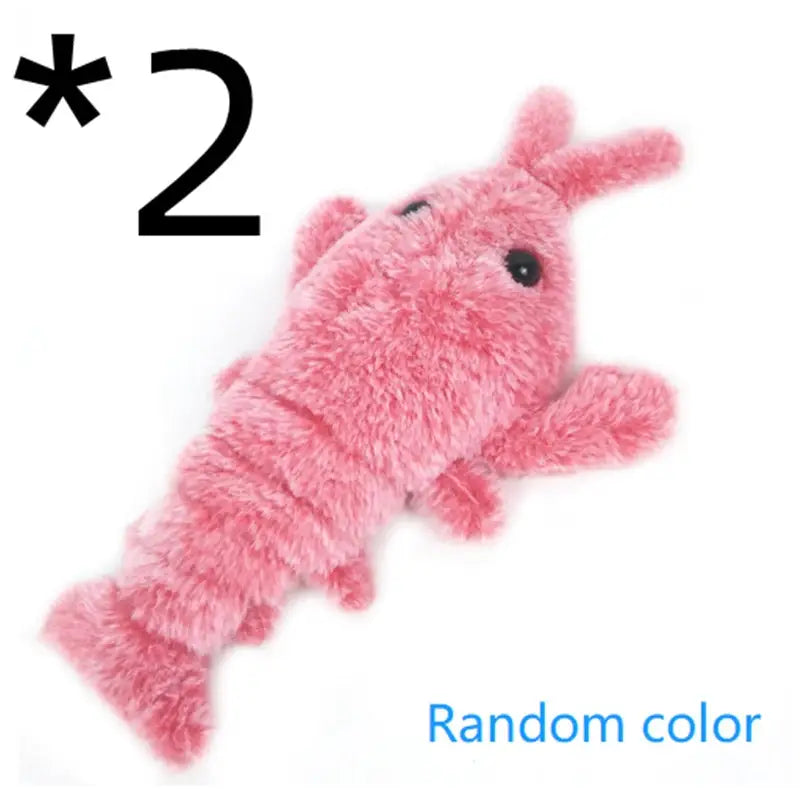 Pink plush Electric Jumping Shrimp USB Charging Simulation Lobster toy for fun playtime