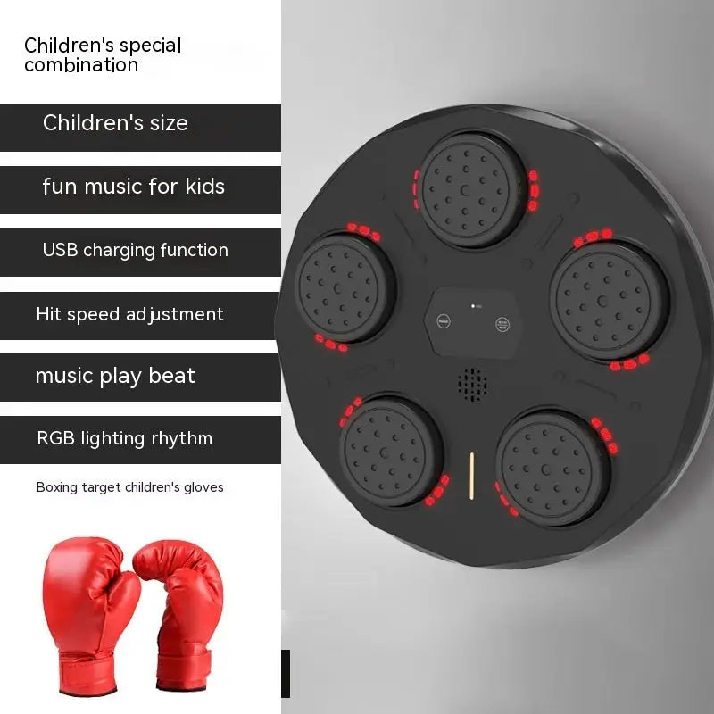 Intelligent Electronic Music Boxing Machine with Light Hitting Reaction - Red Light With Gloves - sport