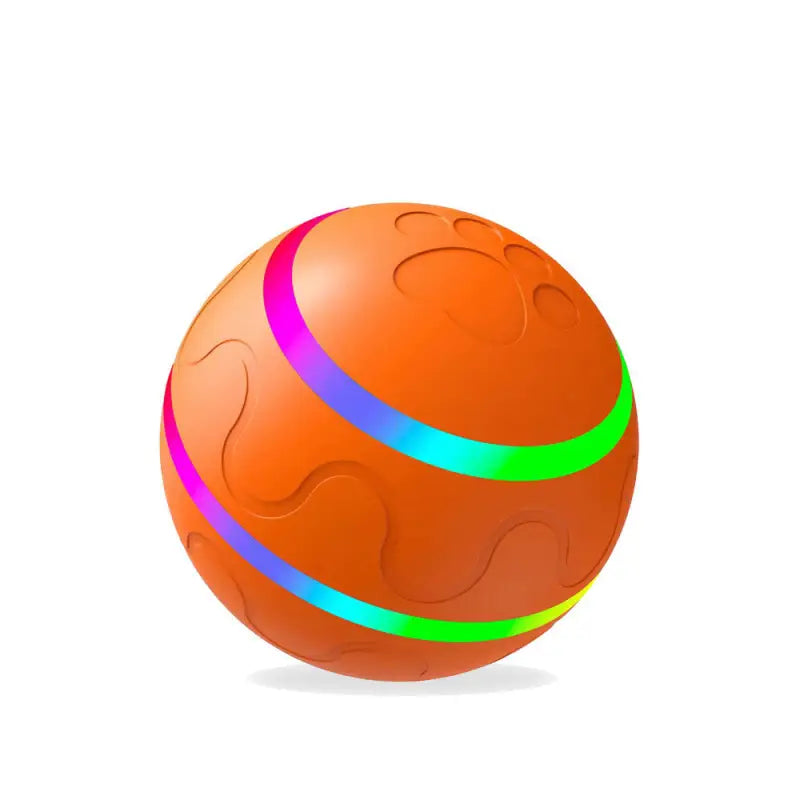 Orange cat wicked ball toy with colorful light bands for fun playtime