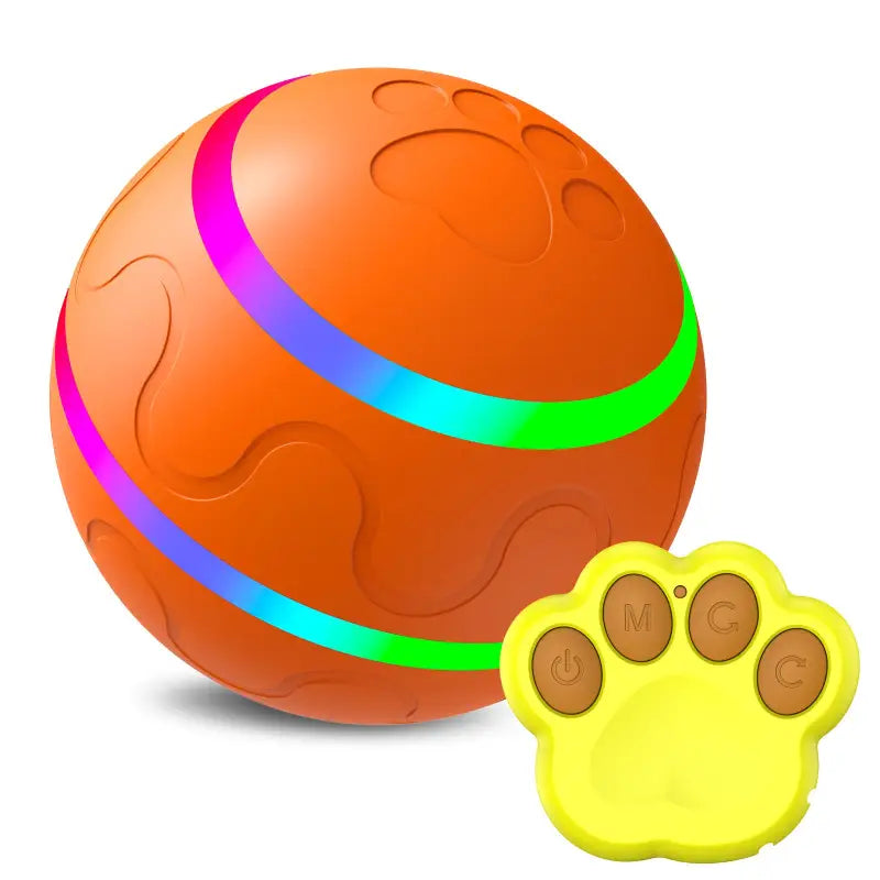 Orange Intelligent USB Cat Wicked Ball Toy with Paw-Shaped Remote for Playtime Fun