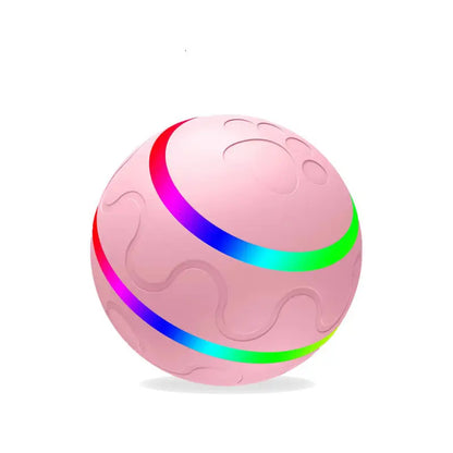 Pink Intelligent USB Cat Wicked Ball Toy with colorful light bands for fun playtime