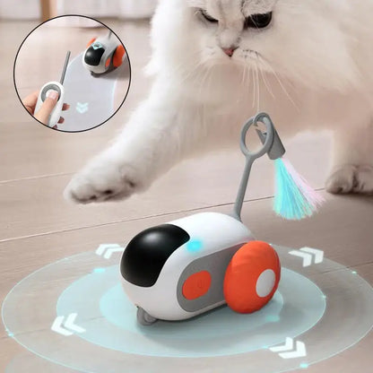 Interactive Cat Car Toy USB Charging with Remote Control and Feather Attachment for Fun