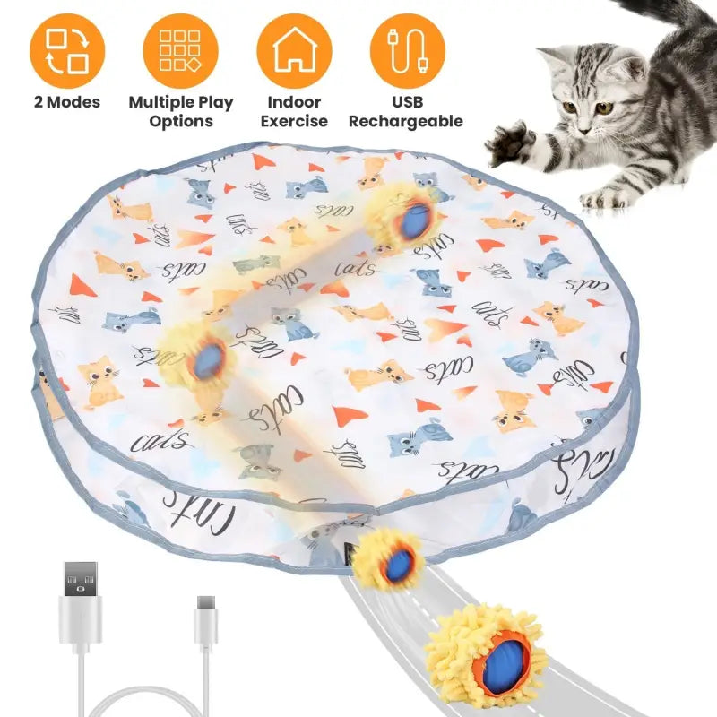 Motion Activated Interactive Cat Toy Ball with Pouch Rechargeable Function and USB charging