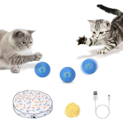 Cats enjoying Motion Activated Interactive Cat Toy Balls and accessories with pouch rechargeable function