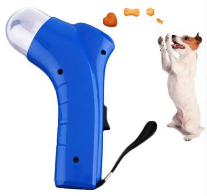 Blue dog treat dispenser for Pet Food Catapult Feeder Funny Dog Toy with wrist strap