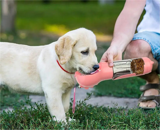 Portable 3 in 1 Pet Water Bottle Feeder Bowl with Garbage Bag Storage for dogs